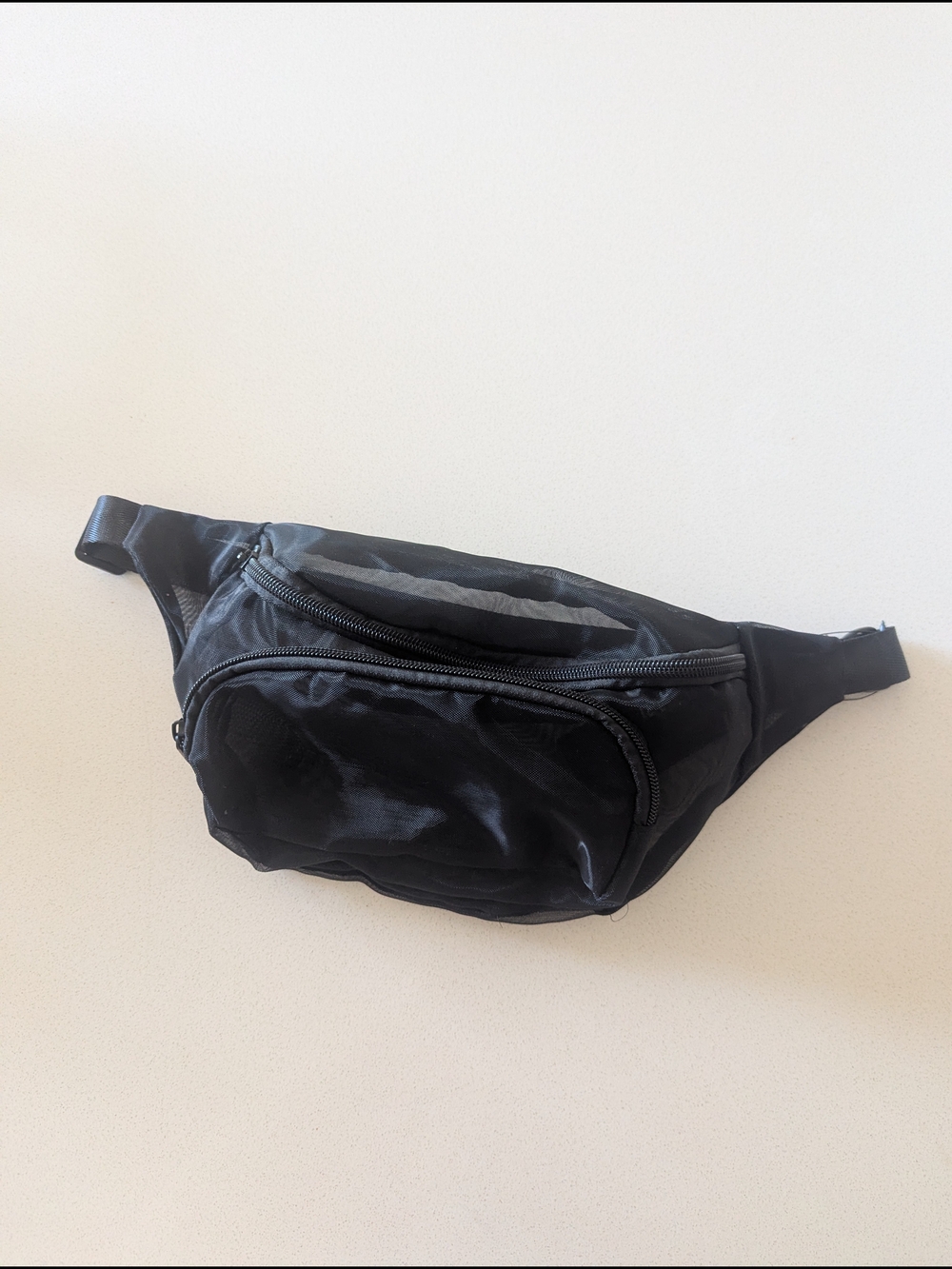 Black Mesh Waist Fanny Crossbody Bag